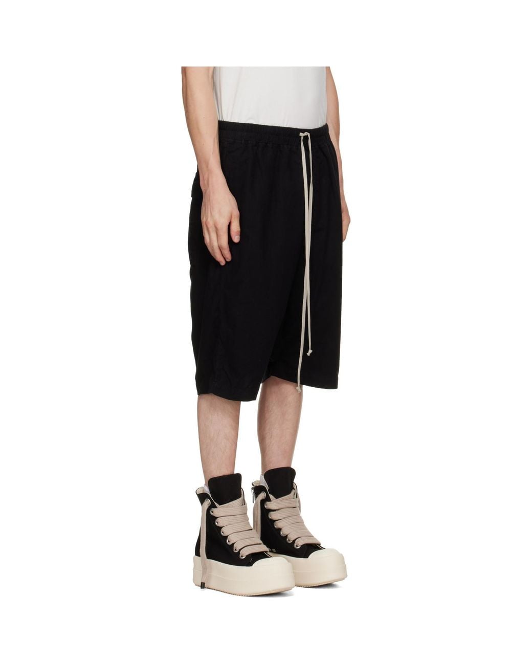 Rick Owens Black Tower Drawstring Pods Shorts for men