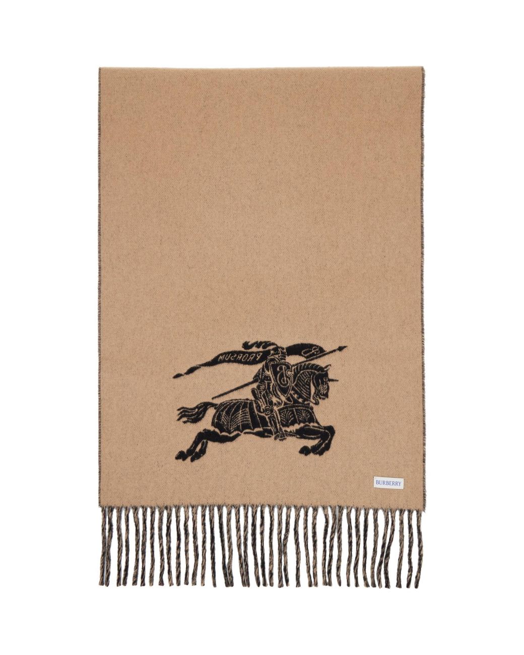 Burberry Black Reversible Knight Cashmere Scarf