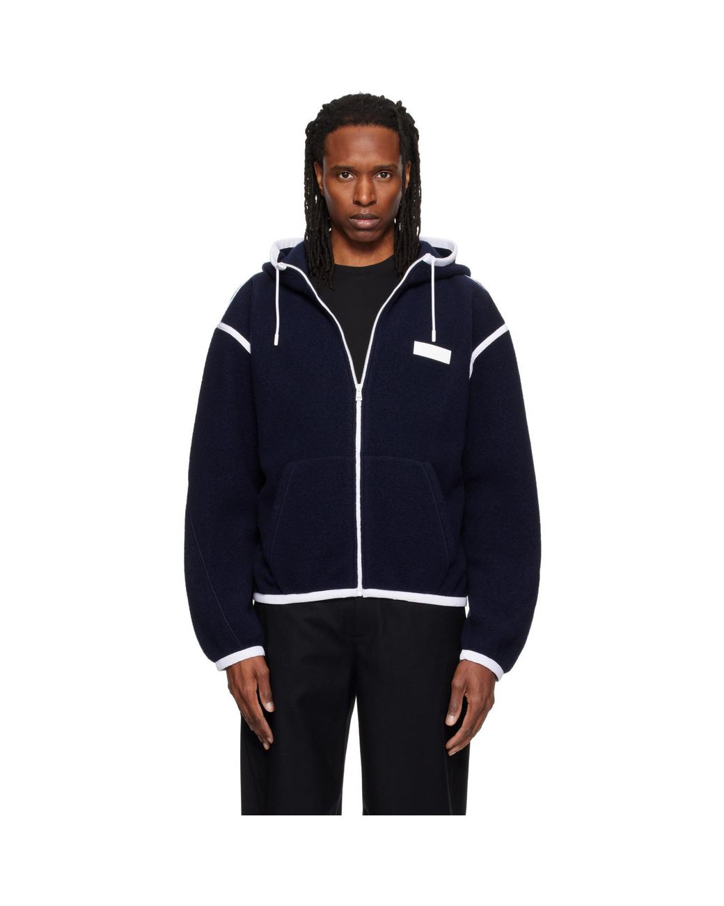 Givenchy Blue Fleece Gros Grain Detail Jacket for men