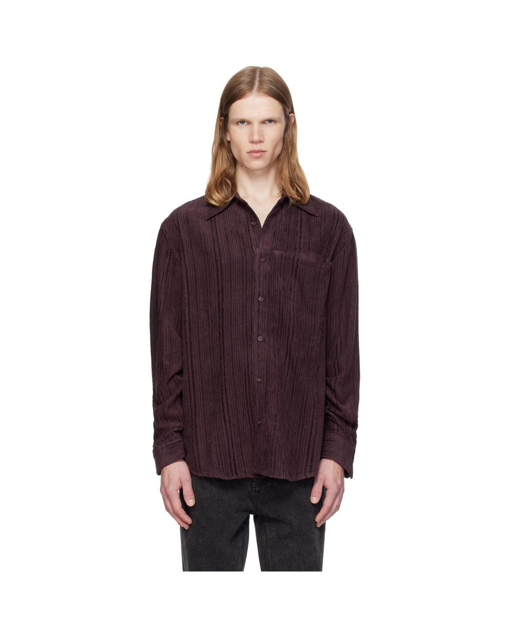 MMIC Purple Burgundy Drape Shirt for men