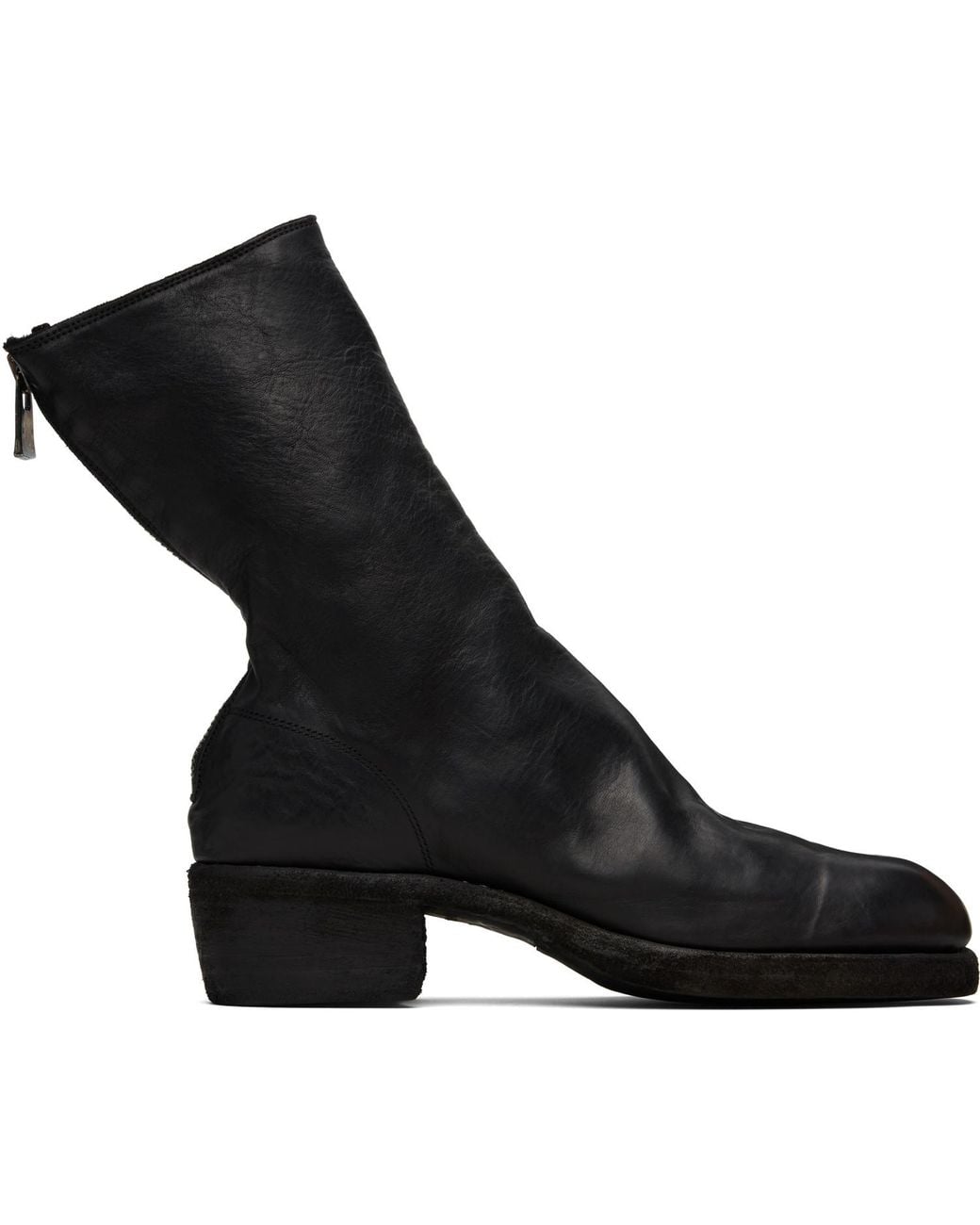 Guidi Black Back Zip Boots for men
