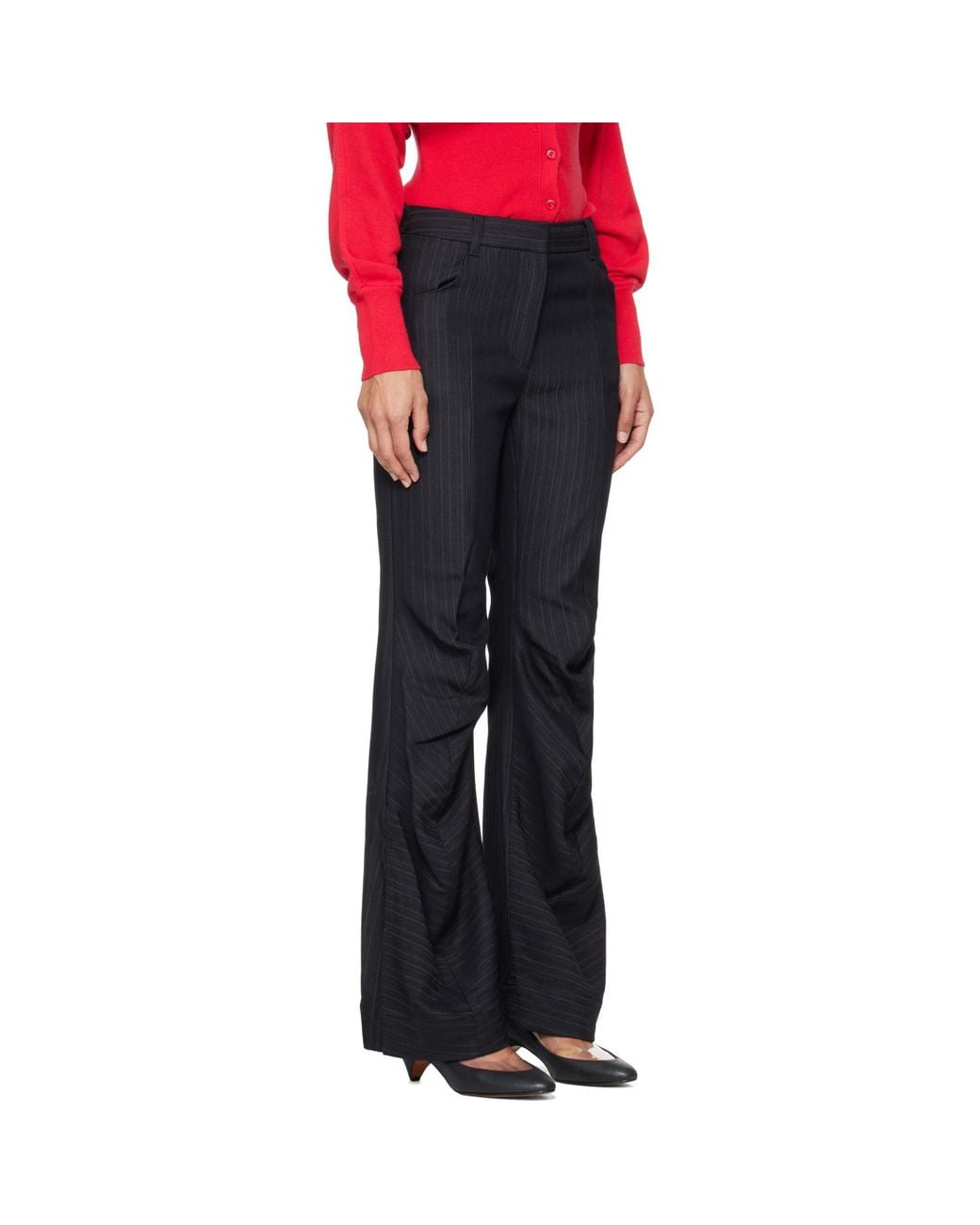 OPEN YY Black Stripe Tailored Bootcut Trousers