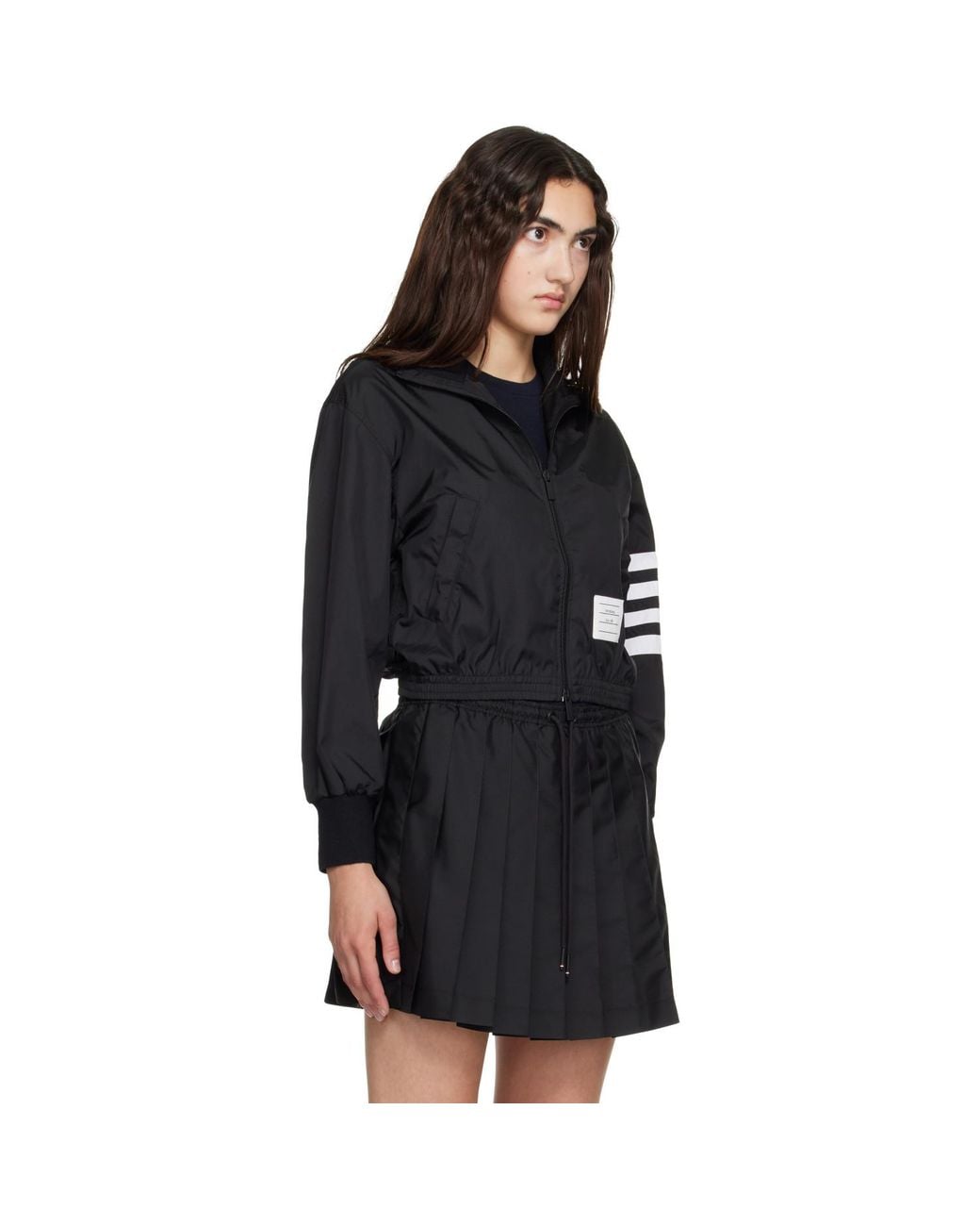 Thom Browne Black Zip-Up Ripstop Track Jacket