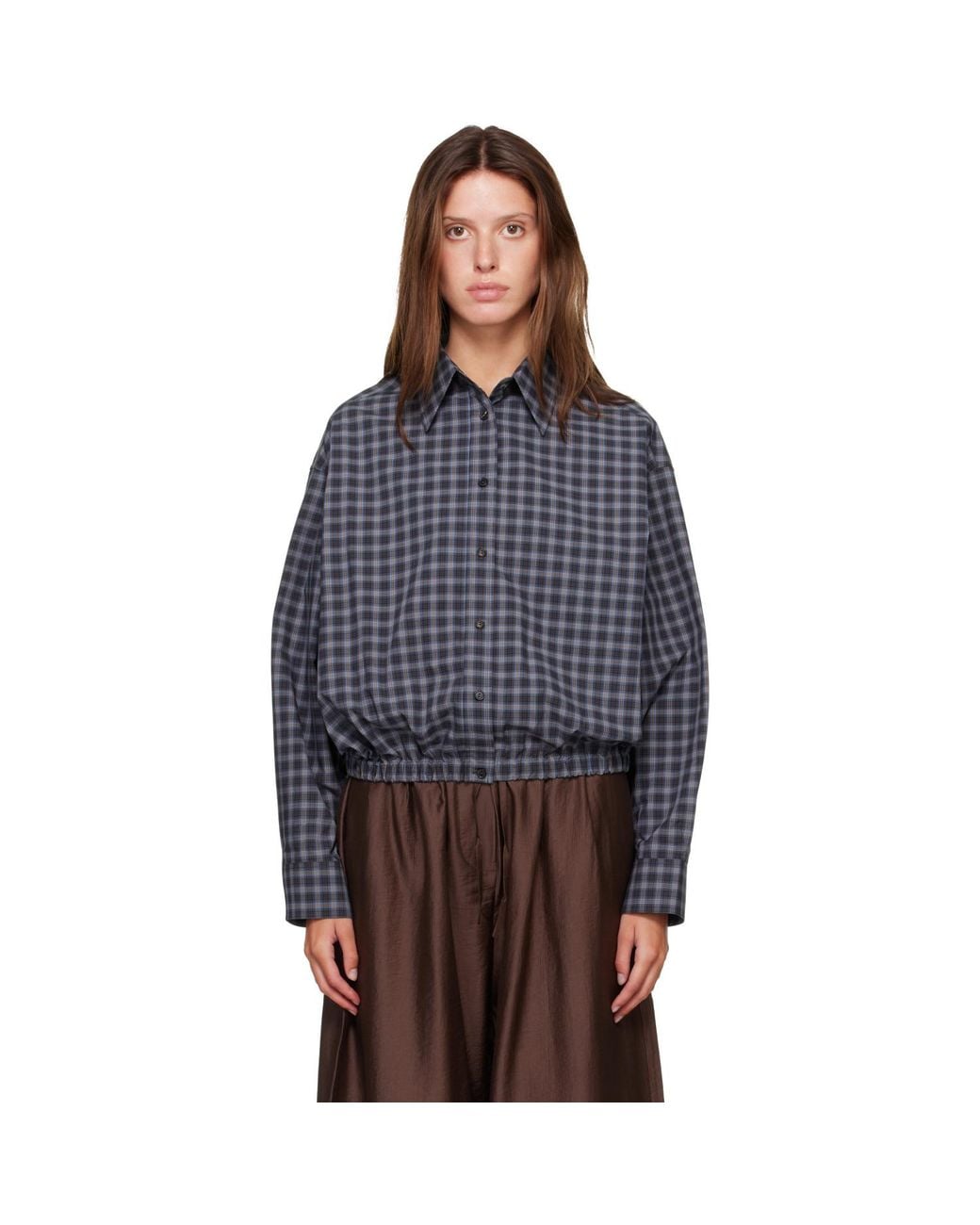 Cordera Blue Checked Bomber Shirt