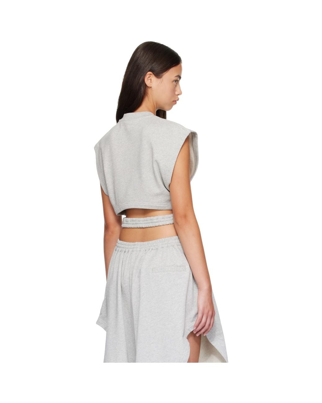 Alaïa Gray Fleece Jersey Crop Top