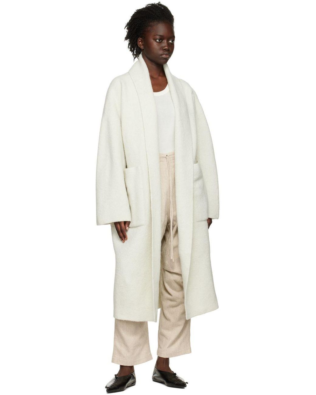 Lauren Manoogian Off-white Double-face Coat in Black | Lyst