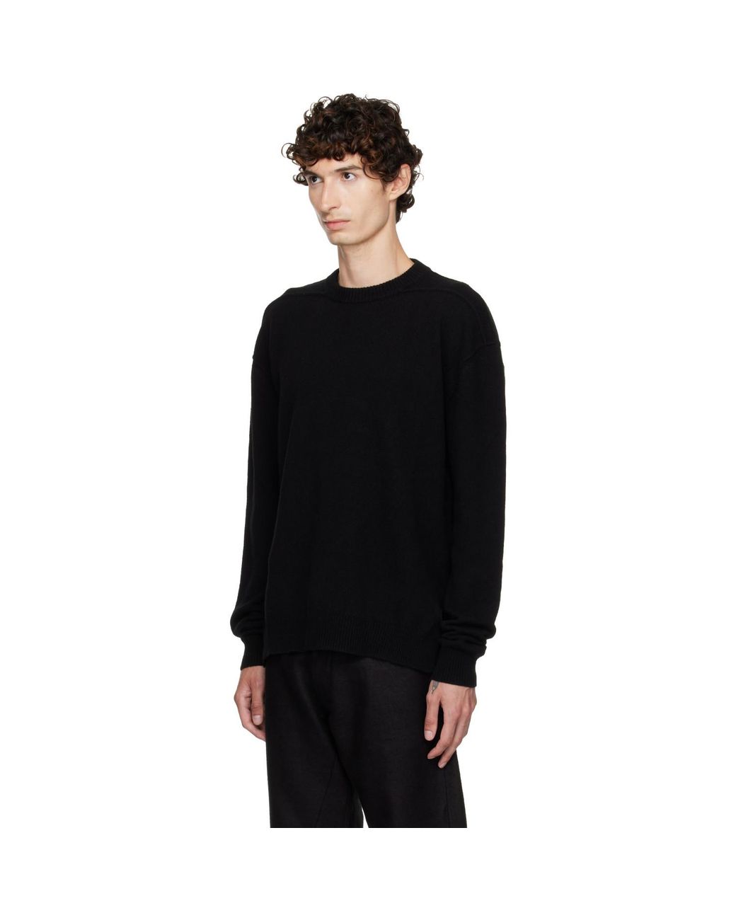 Rick Owens Black Tower Round Neck Sweater for men