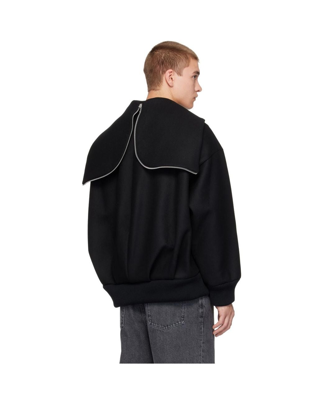 Simone Rocha Black Oversized Split Hood Jacket for men