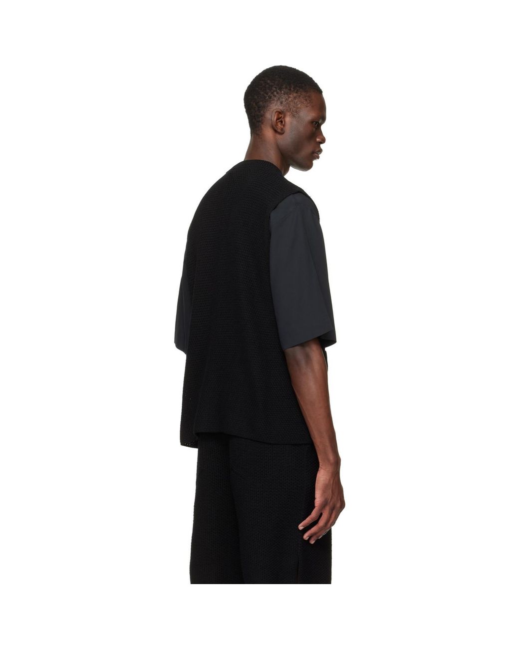 Homme Plissé Issey Miyake Black Rustic Knit Vest for men