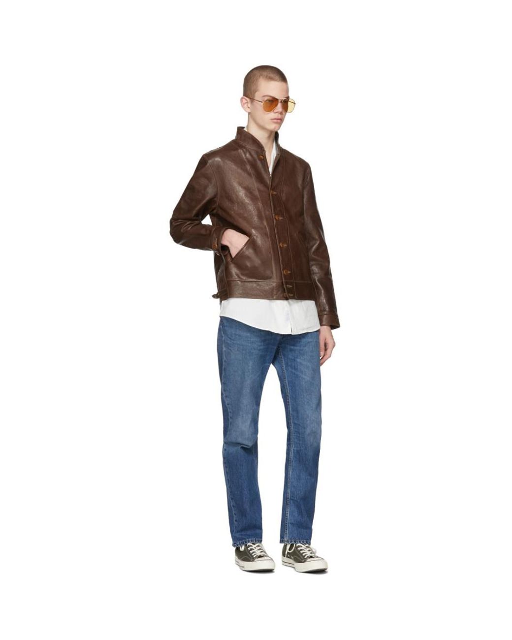 Levi's Brown Menlo Cossack Leather Jacket for Men | Lyst