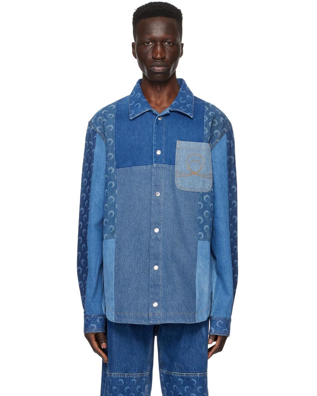 Marine Serre Indigo Regenerated Denim Jeans