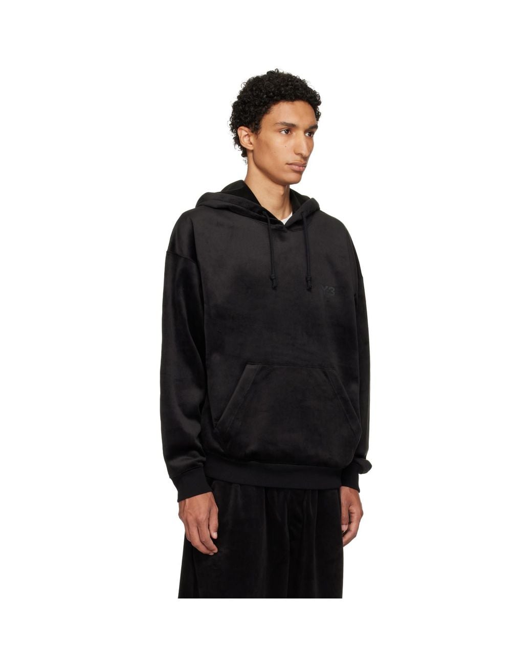 Y-3 Black Velvet Corduroy Hoodie for men
