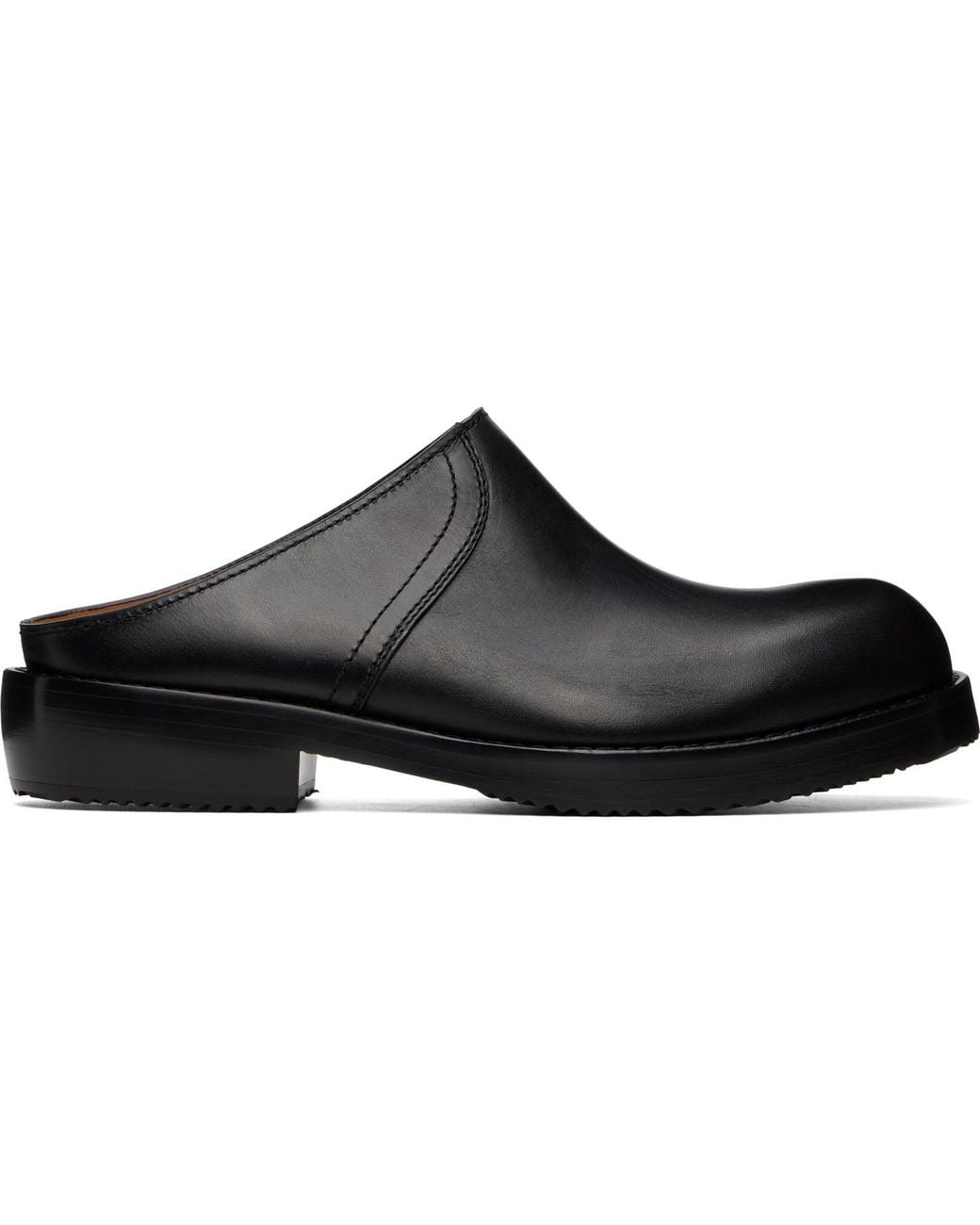 Dries Van Noten Black Leather Clog Loafers for men