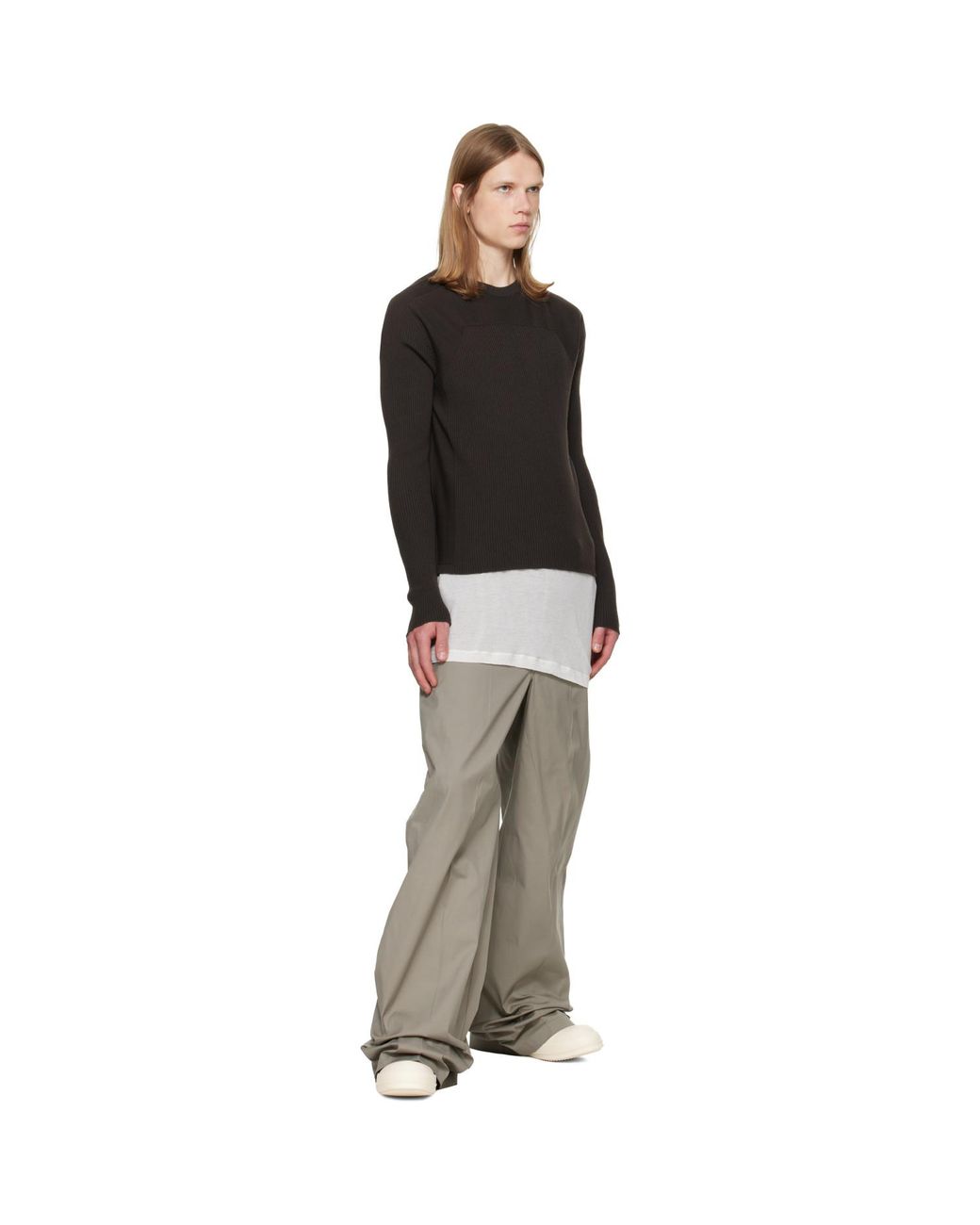 Rick Owens Black Tower Ribbed Geo Sweater for men