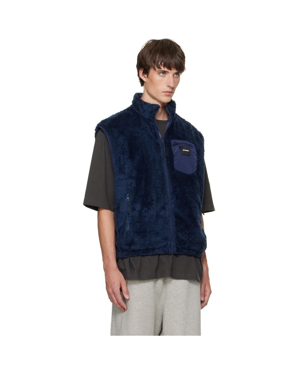 we11done Blue Reversible Fleece Vest for men