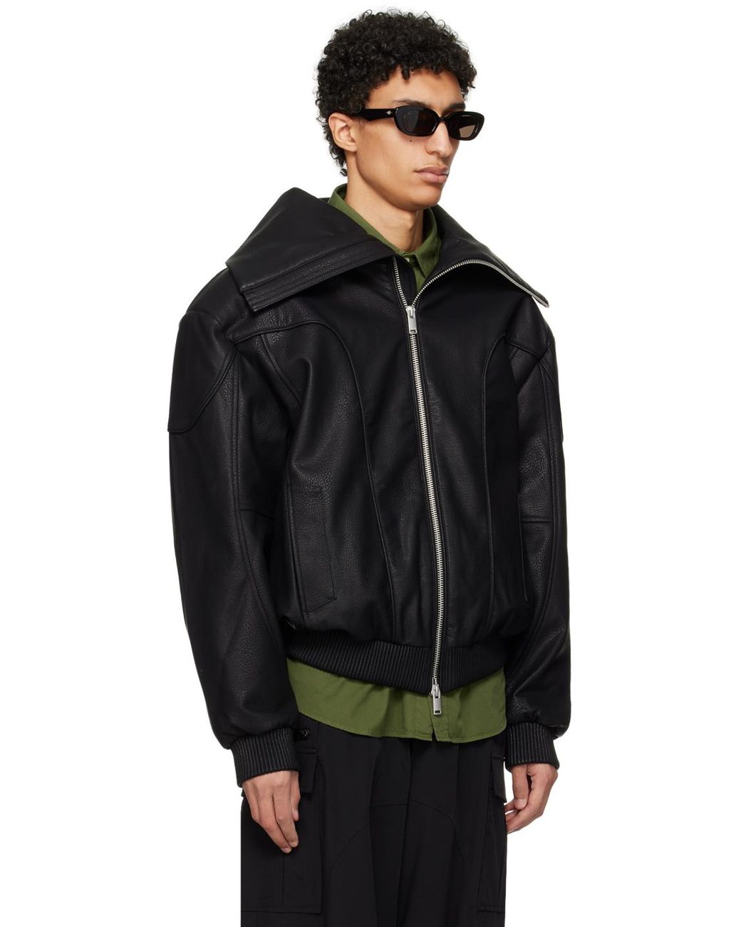 Leather bomber jacket han kjobenhavn jacket HAN KJOBENHAVN 100 Leather bomber jacket 48