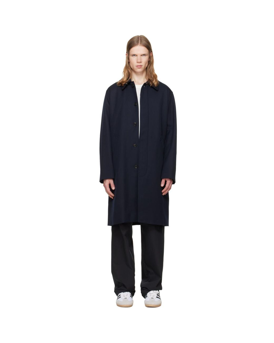 A.P.C. Blue Hugo Mac Coat for men