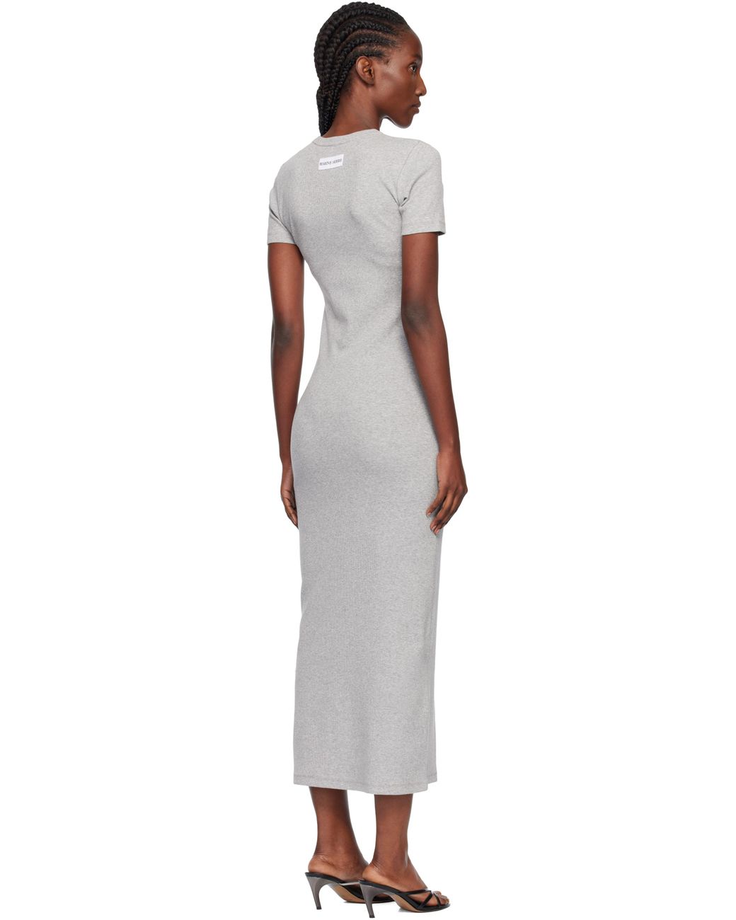 MARINE SERRE Black Moon Logo Ribbed Jersey Tube Maxi Dress