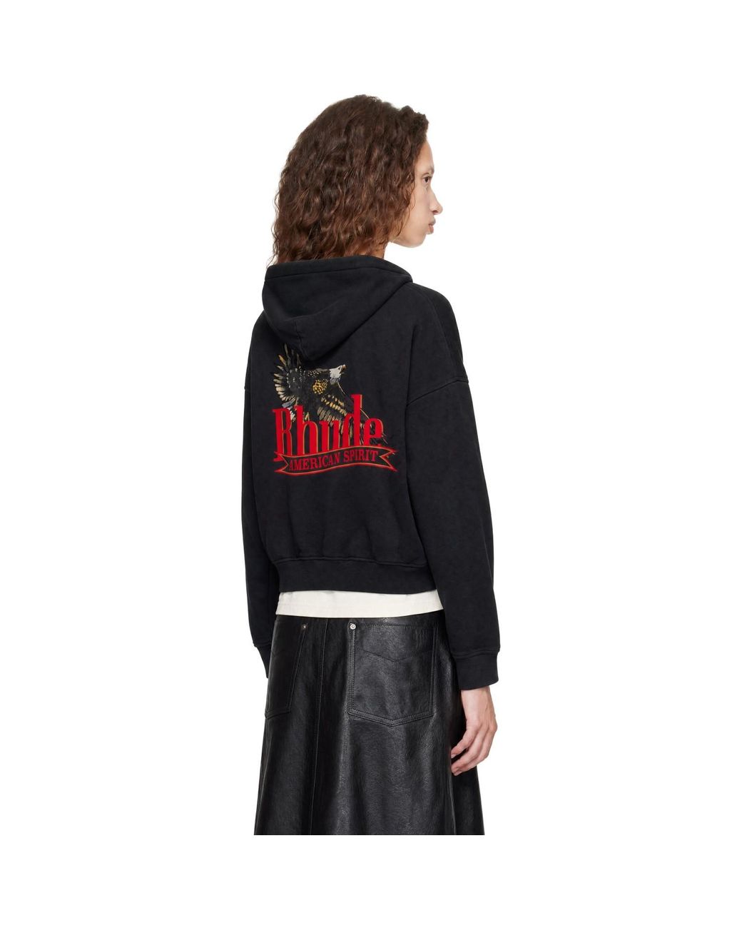 Rhude Black American Spirit' Zip-Up Hoodie