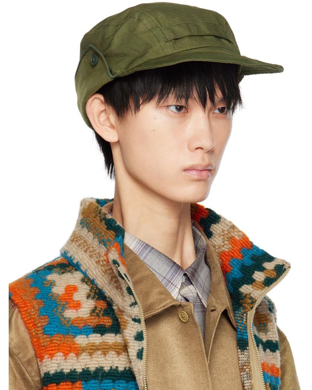 Engineered Garments キャップ Engineered Garments Khaki Poplin Hunter's Cap in Green for Men