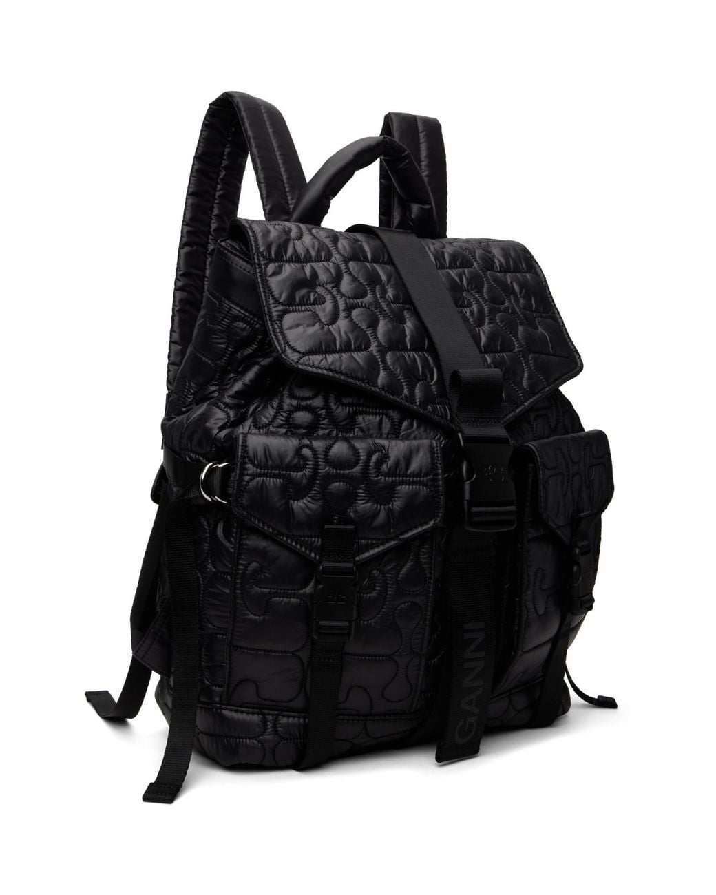 Ganni Black Quilted Re-Tech Backpack
