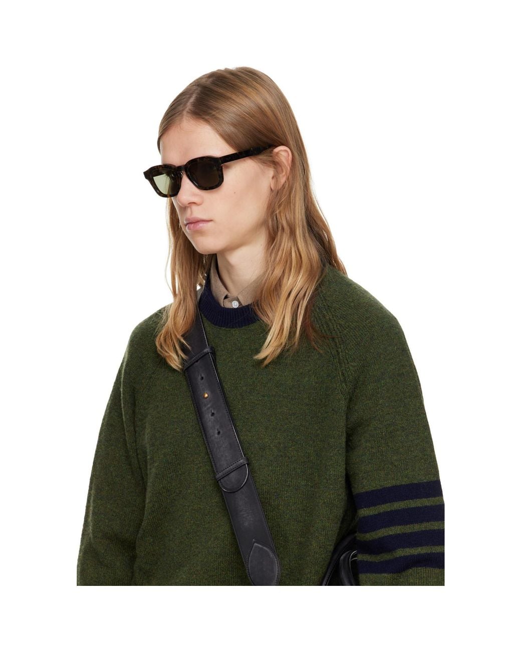 Thom Browne Black Acetate Rectangular Sunglasses for men
