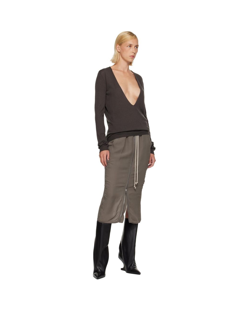 Rick Owens Black Tower Extreme V-Neck Sweater