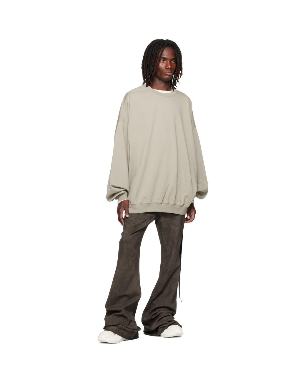 Rick Owens Gray Tower Hun Crewneck Sweatshirt for men