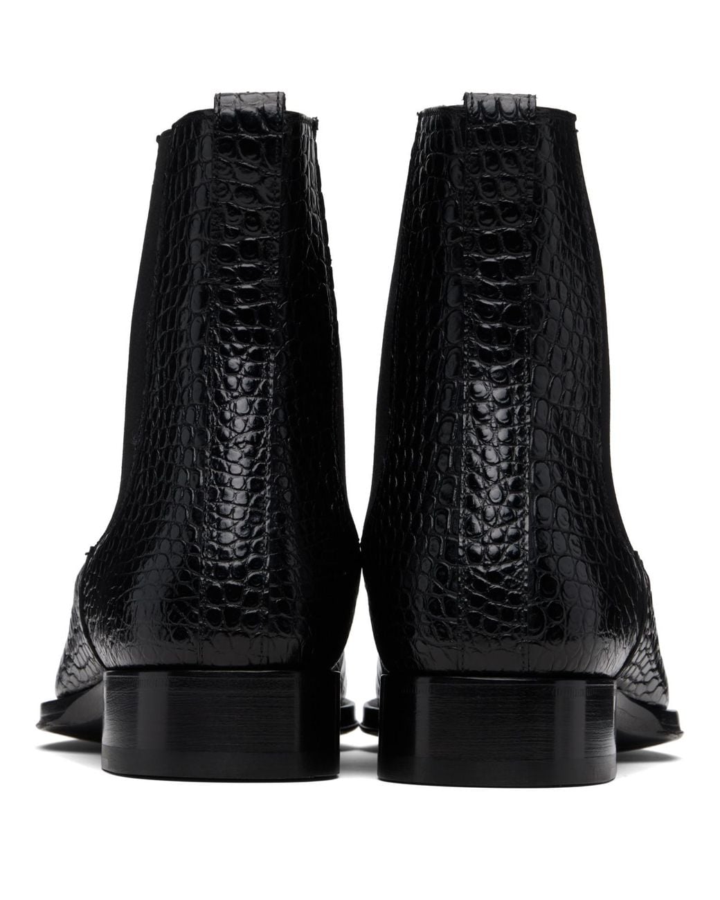 Tom Ford Black Shiny Printed Croc Elkan Chelsea Boots for men