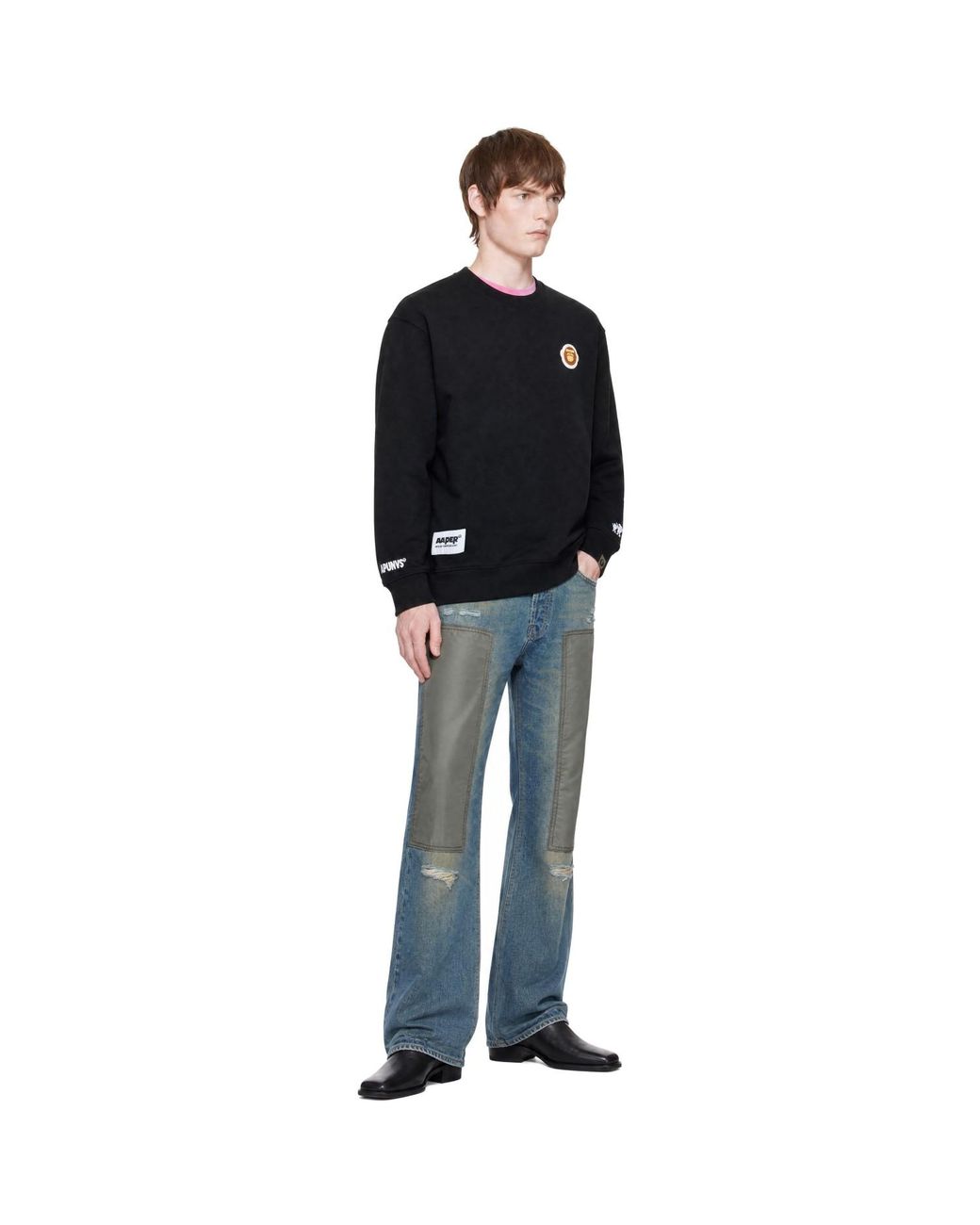 Aape By A Bathing Ape Black 'Aaper' Aldo Logo Sweatshirt for men
