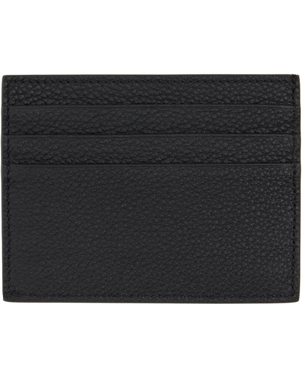 Thom Browne Black Soft Pebble Grain Note Compartment Card Holder for men