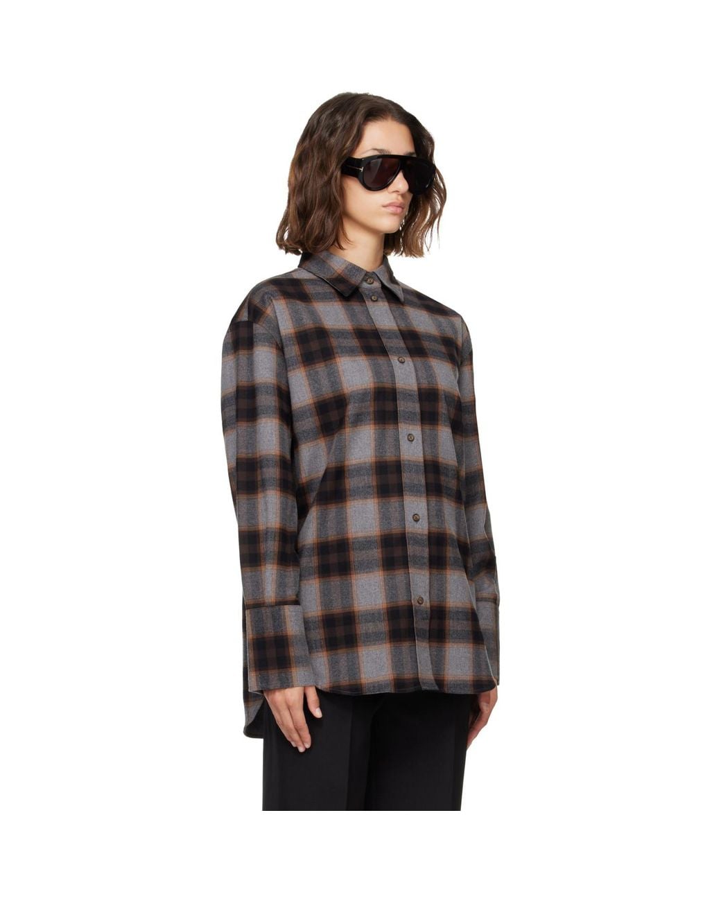 Rohe Brown Flannel Check Overshirt