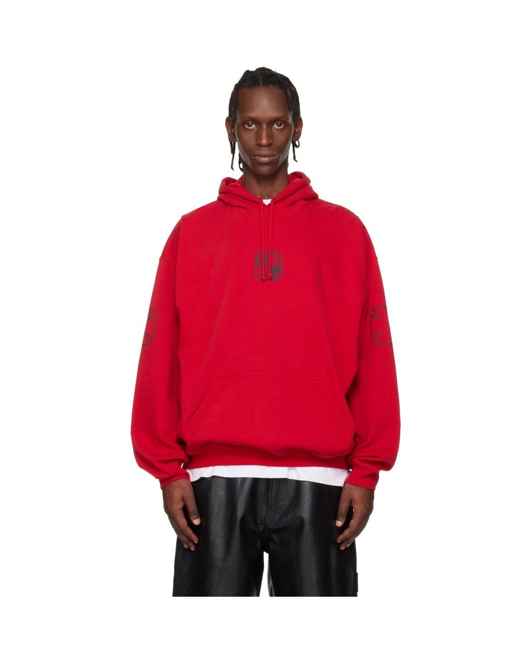 Vetements Red Tripple Biker Cross Logo Hoodie for men