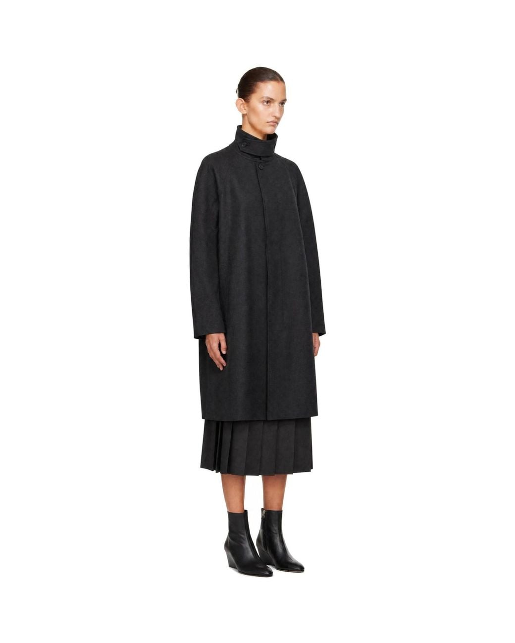 DUNST Black H-Line Wool Mac Coat