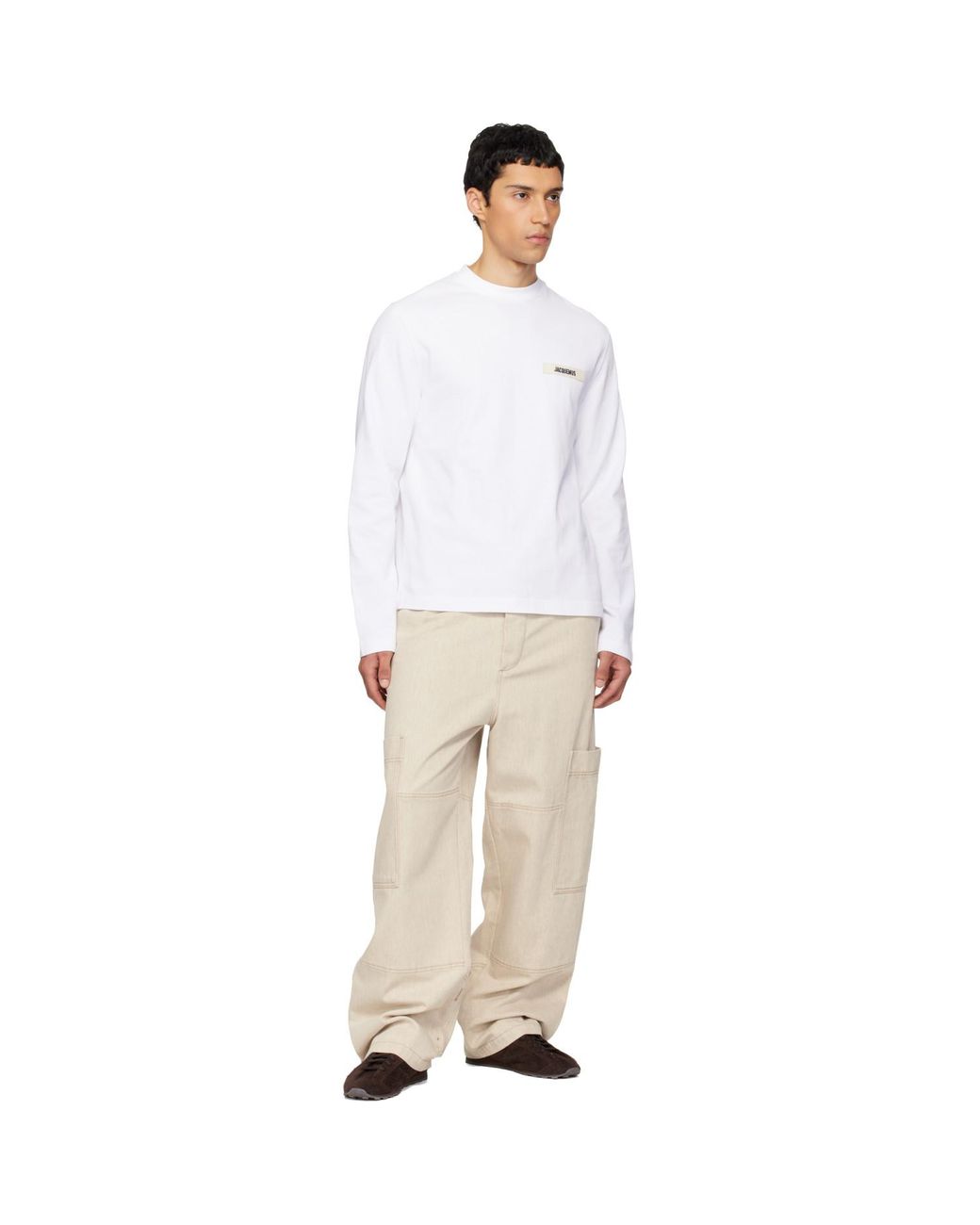 Jacquemus White 'The Gros Grain Long-Sleeve' T-Shirt for men