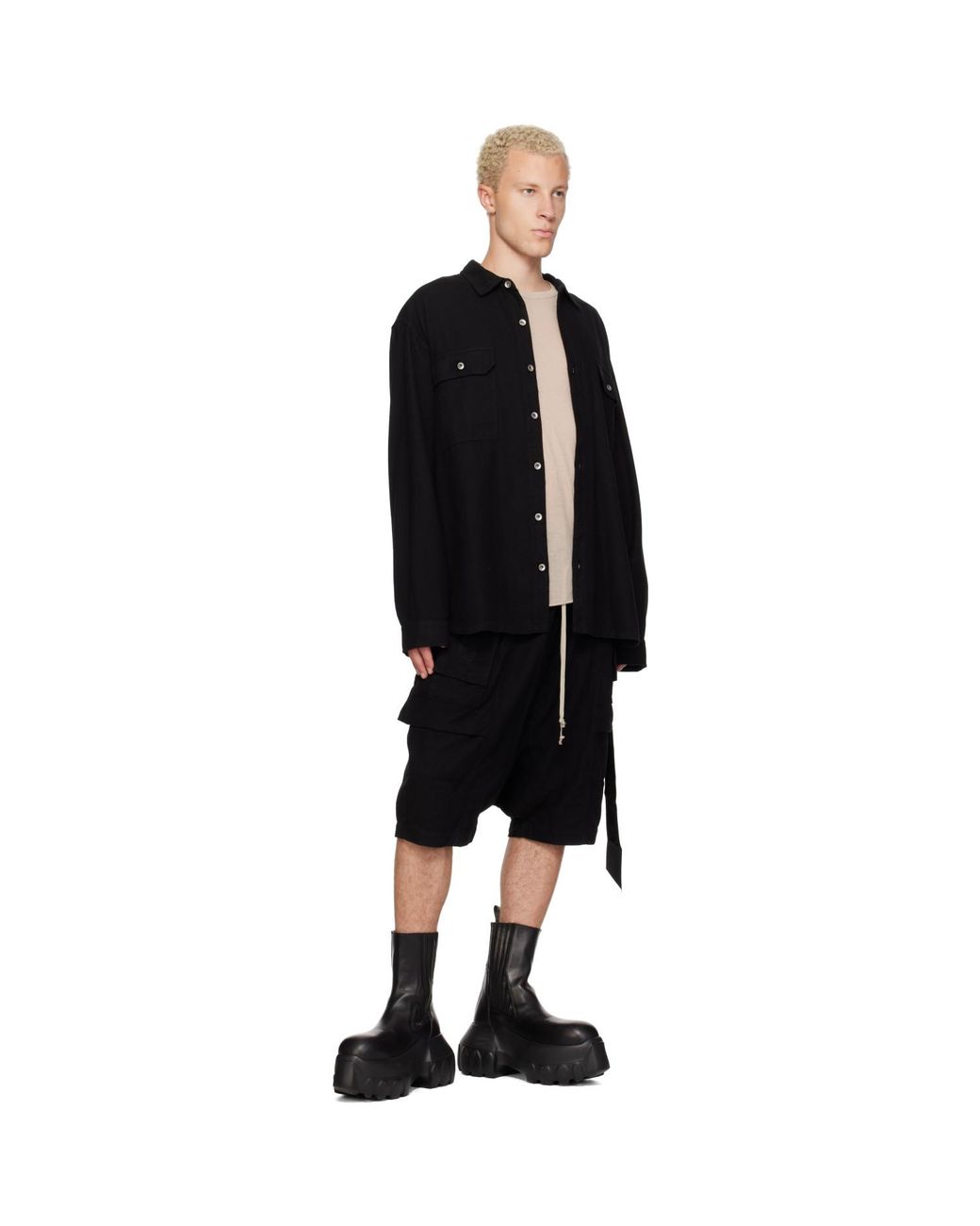 Rick Owens Black Tower Creatch Cargo Pods Shorts for men