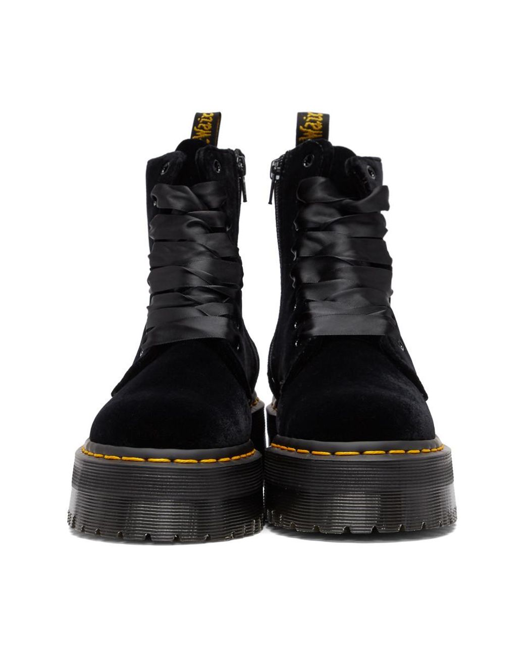 Dr. Martens Black Velvet Jadon Platform Boots | Lyst