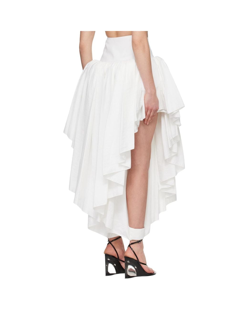 Alaïa White Alaïa Nylon Maxi Petticoat Midi Skirt