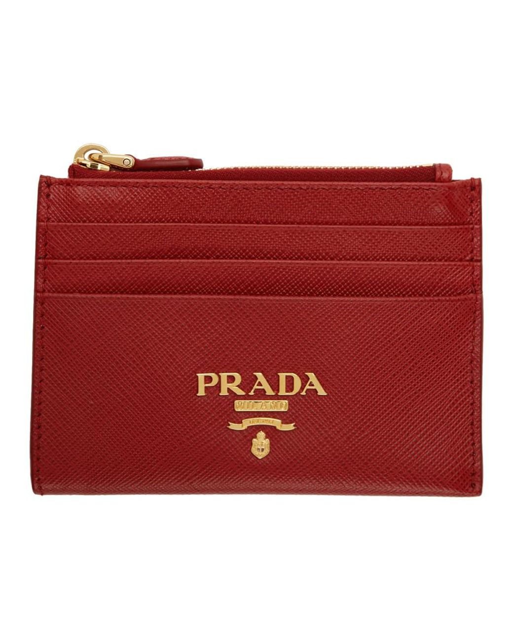 Prada - Red Saffiano Leather Card Holder