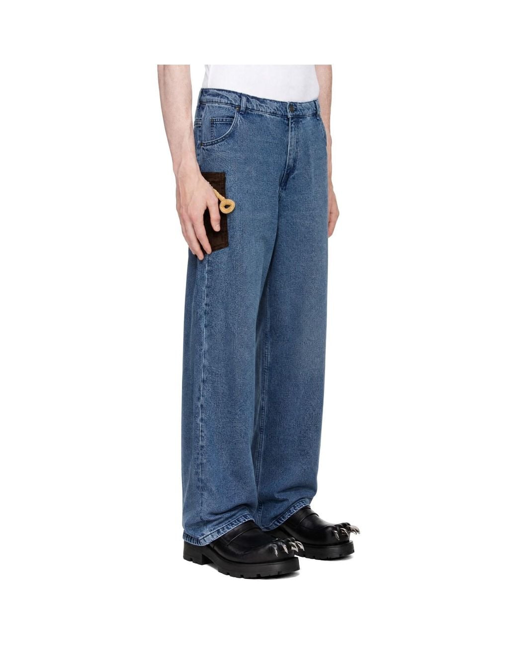 Charles Jeffrey Blue Loose Fit Crochet Trumpet Jeans for men