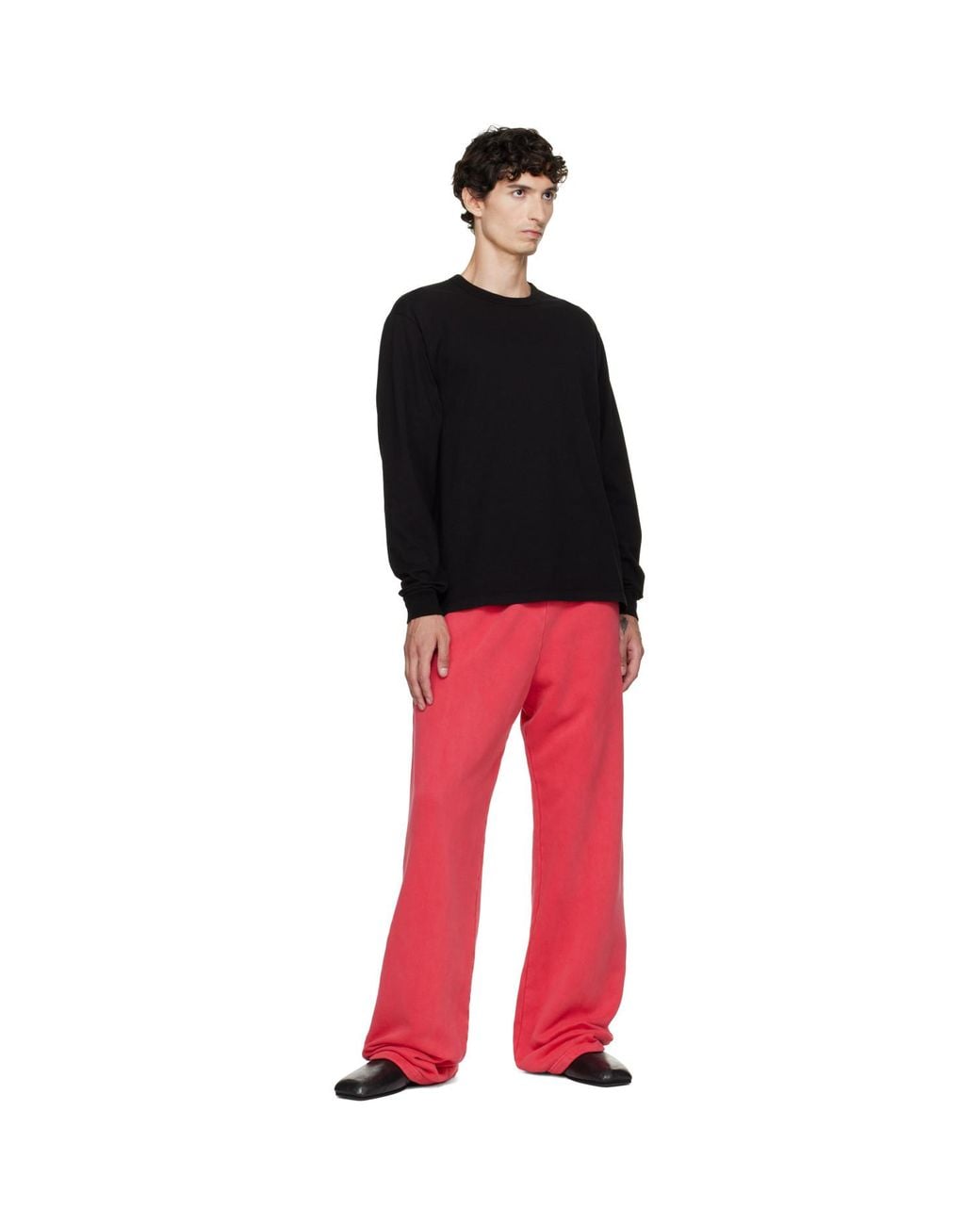 Les Tien Black Heavyweight Binded Neck Classic Long Sleeve T-Shirt for men