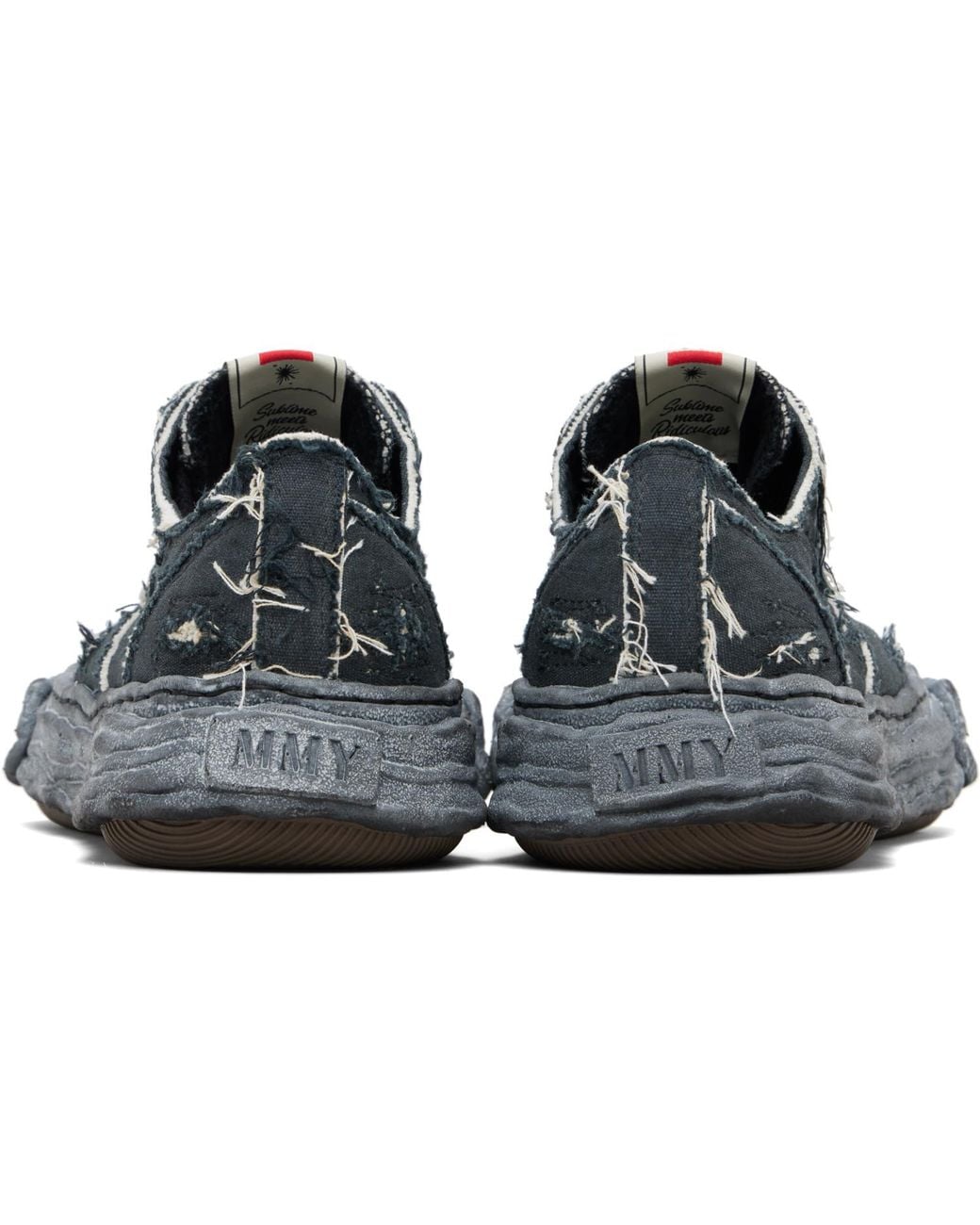 Maison Mihara Yasuhiro Black 'Peterson23' Og Sole Ripped Overdye Canvas Sneakers for men