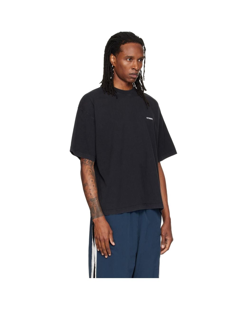 Vetements Black Classic Logo Boxy T-Shirt for men