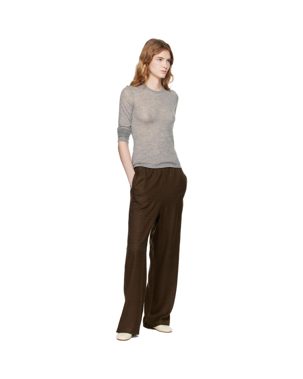 Totême Brown Monogram Flannel Lounge Pants