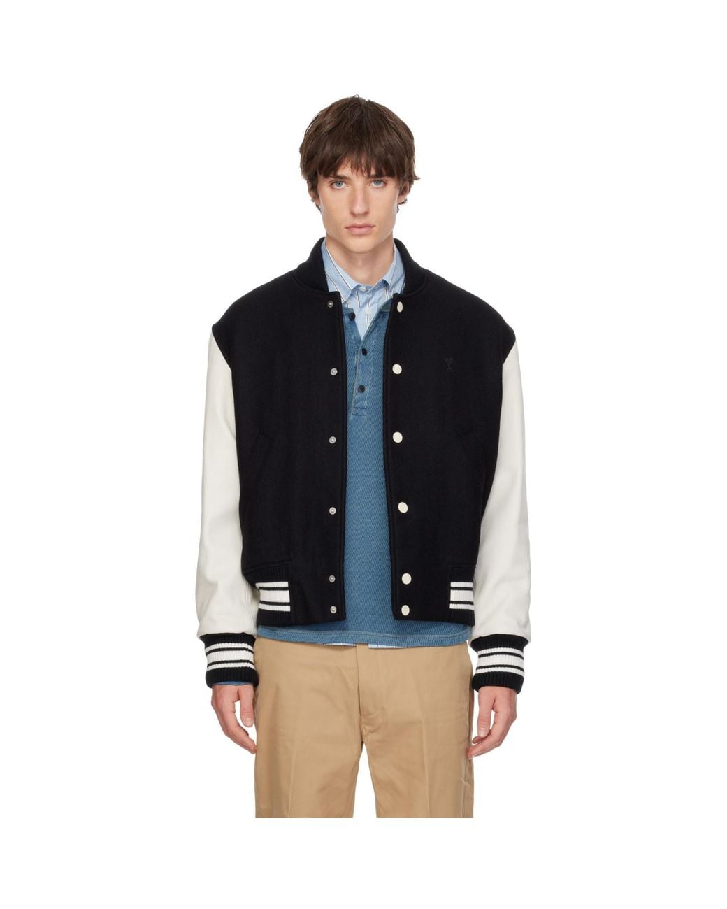AMI Blue Off- Ami De Coeur Padded Teddy Jacket for men