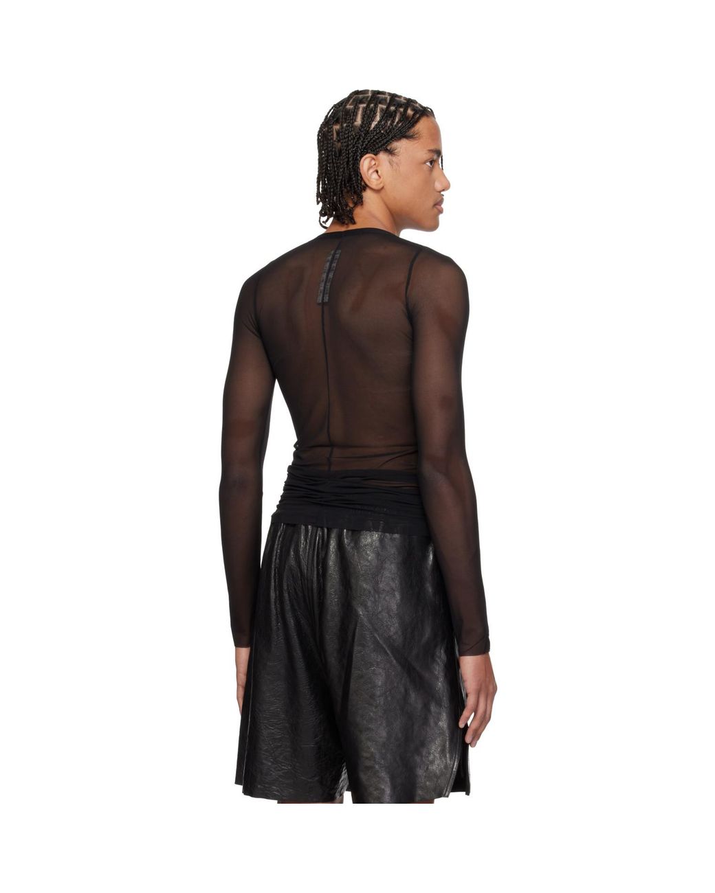 Rick Owens Black Temple Rib Ls T-Shirt for men
