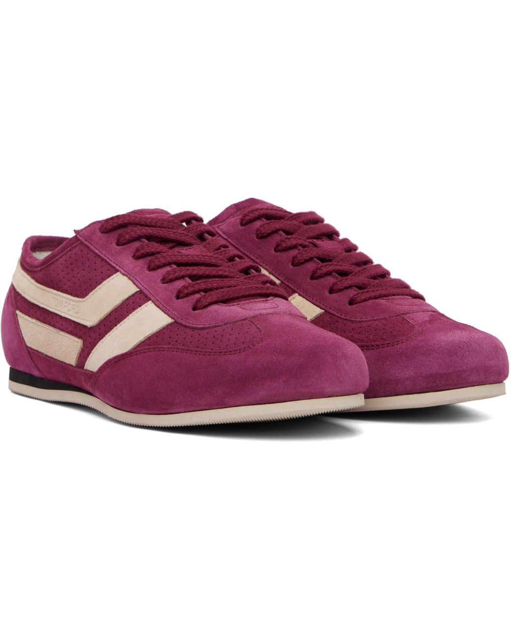 Tom Ford Purple Perforated Suede Brook Sneakers for men