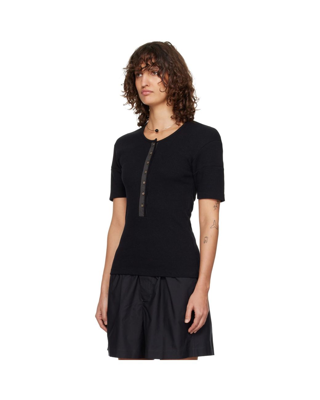 Lemaire Black Fitted Jersey Henley