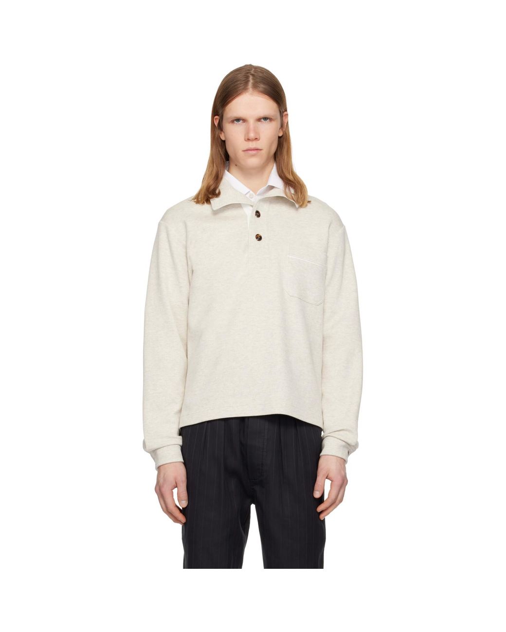 Tom Ford Black Cotton Silk Cashmere Half Button Sweatshirt for men