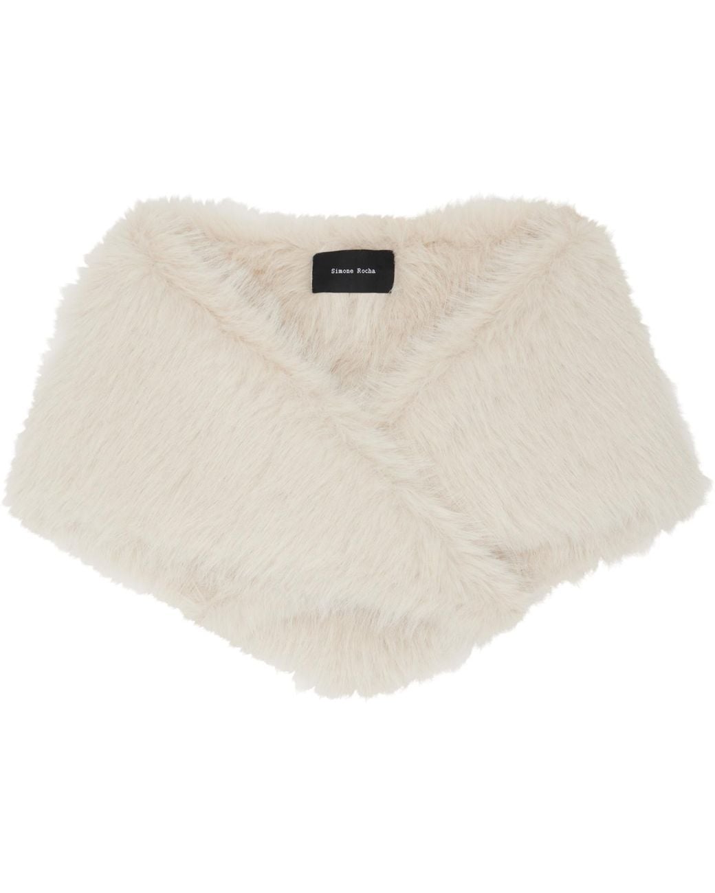 Simone Rocha White Off- Embellished Faux Fur Neckerchief Scarf